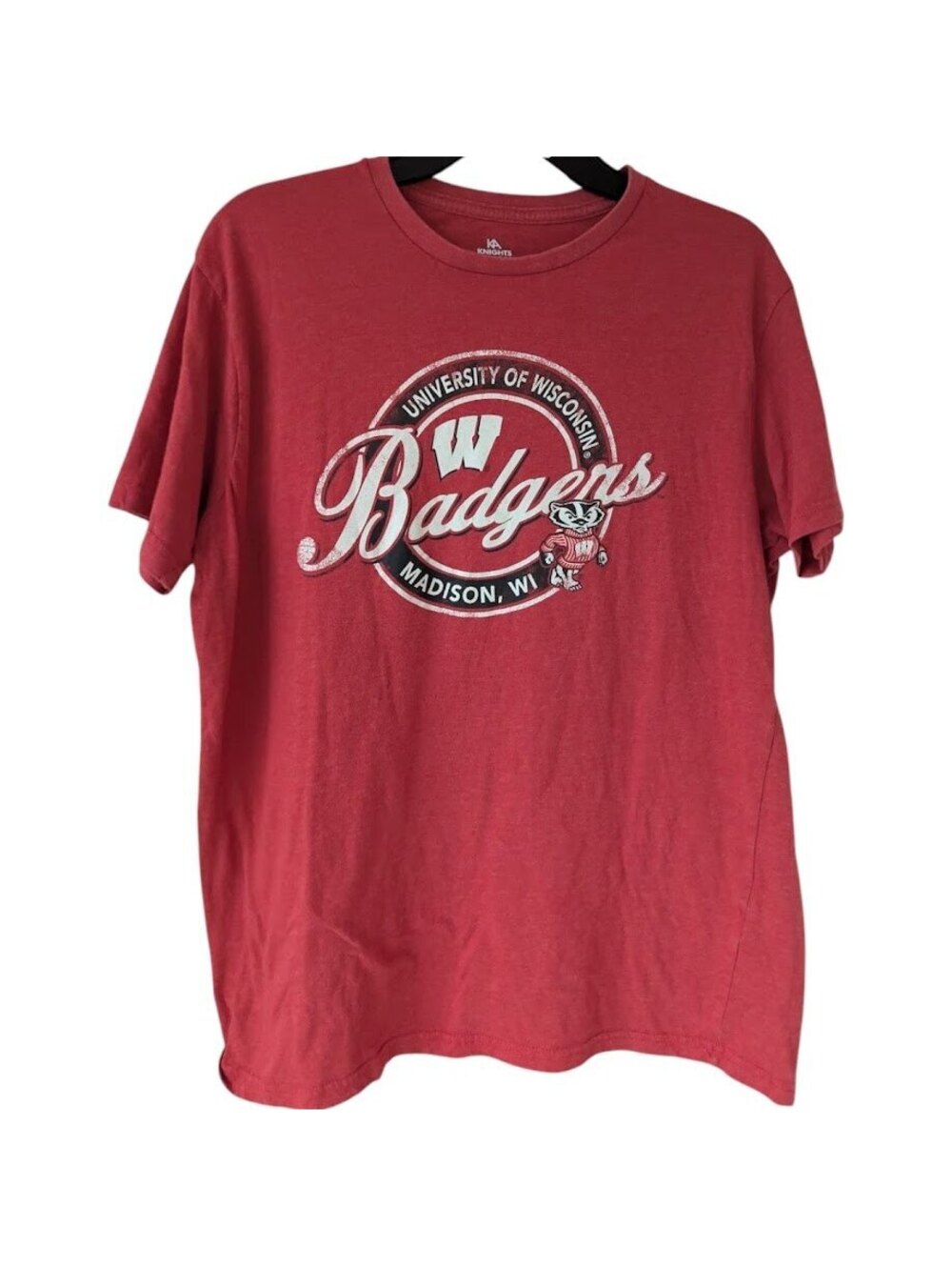 Wisconsin Badgers Y2K Retro Graphic T-Shirt Mens L Red Knights Apparel 22x27.5
